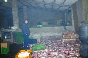 警方現場查獲的大量病死豬肉及“問題”腌臘制品。 沙區警方供圖 警方現場查獲的大量病死豬肉及“問題”腌臘制品。 沙區警方供圖