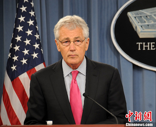 資料圖:華盛頓時間4月29日,美國防長哈格爾與到訪的日本防衛大臣小野寺五典舉行會晤。中新社發 德永健 攝 資料圖:華盛頓時間4月29日,美國防長哈格爾與到訪的日本防衛大臣小野寺五典舉行會晤。中新社發 德永健 攝