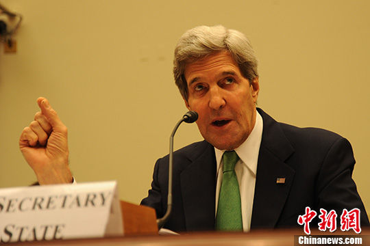資料圖:美國國務(wù)卿克里。 中新社發(fā) 張蔚然 攝 資料圖:美國國務(wù)卿克里。 中新社發(fā) 張蔚然 攝