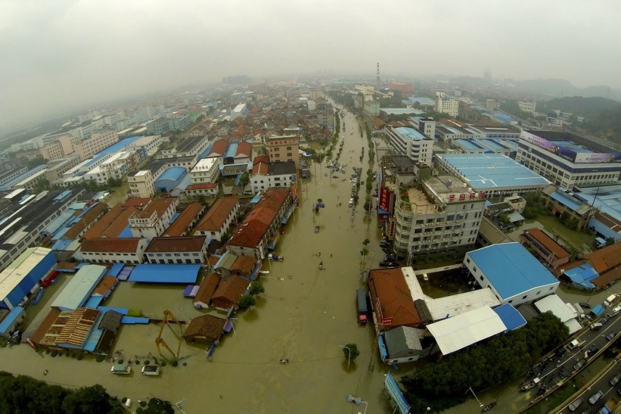 航拍余姚洪水圍城 航拍余姚洪水圍城