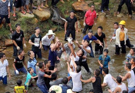 廣西舉辦鬧魚節 上萬人水塘抓魚 廣西舉辦鬧魚節 上萬人水塘抓魚